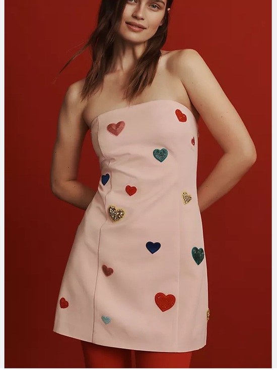 Anthropologie Dresses & Skirts - Anthropologie mare mare bedazzled pink mini heart jewel dress women's size S
